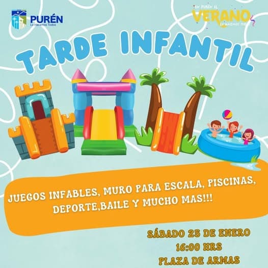 25 DE ENERO;TARDE INFANTIL EN PLAZA DE ARMAS, EN PURÉN